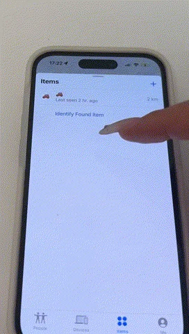 Demonstração do aplicativo localizando o item em tempo real